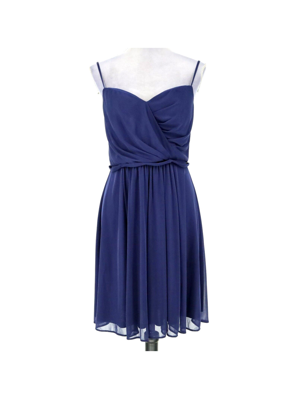 Davids Bridal Dress Womens 10 Blue Sweetheart Strappy Pleated Lined Wedding Prom